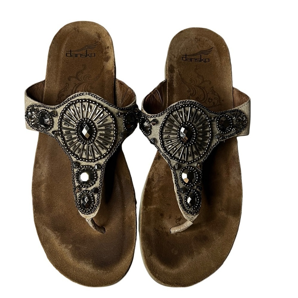 Dansko Pamela Jewelled Taupe Sandals Size 38/US 7.5-8